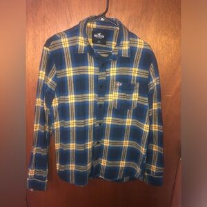 Hollister Men's Blue and Yellow Flannel